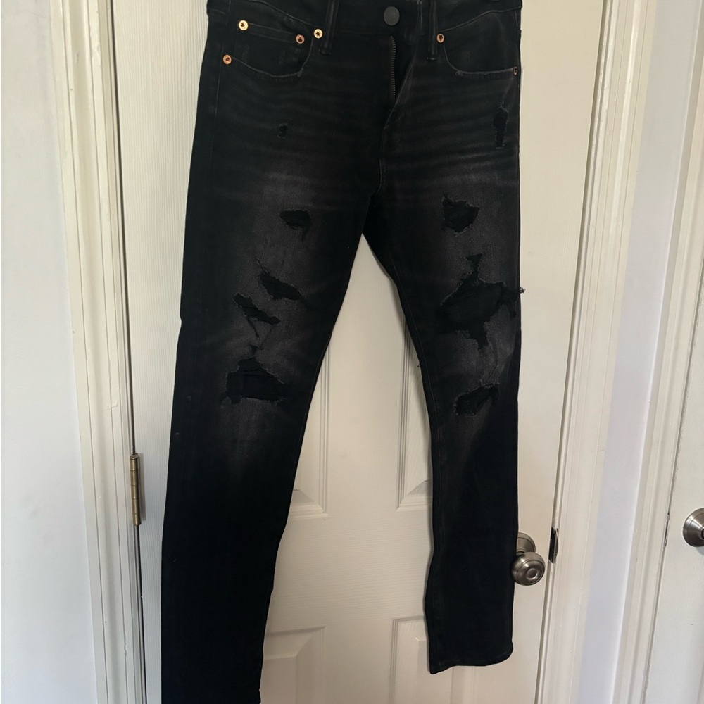Men's Distressed Black Jeans